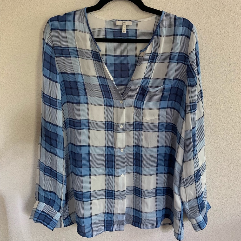 Joie Plaid button up blouse